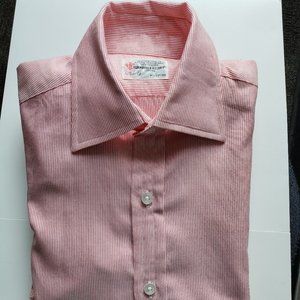 Men's Turnbull & Asser Red and White Striped Dress Shirt 14.5"
